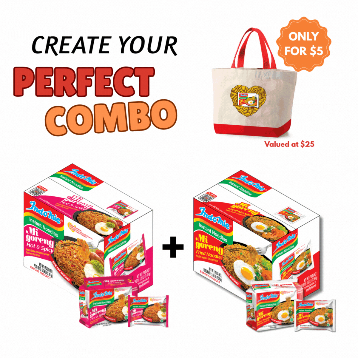 Merchandise Bundle Indomie Mi Goreng Hot & Spicy Instant Noodles