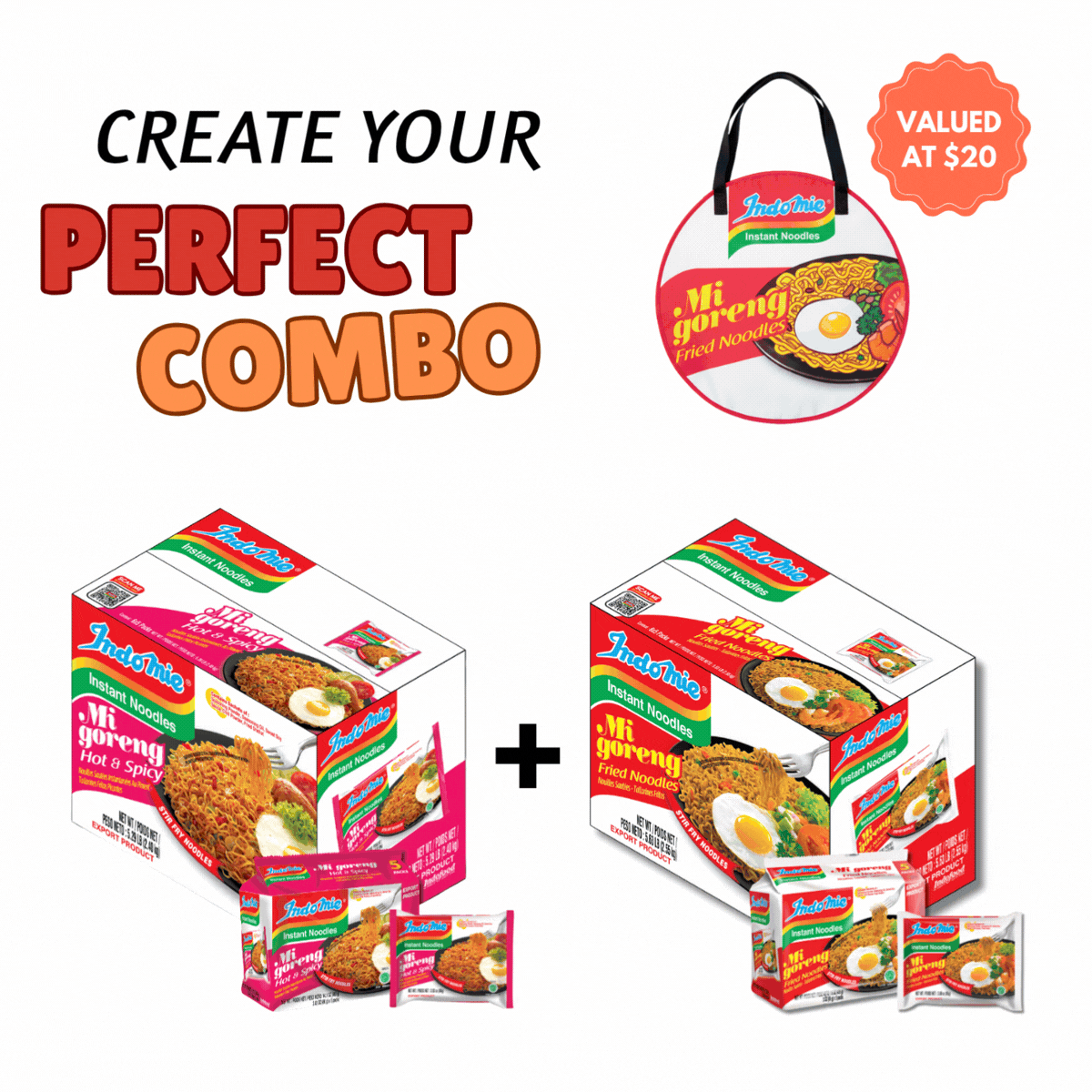 Merchandise Bundle Indomie Mi Goreng Hot & Spicy Instant Noodles