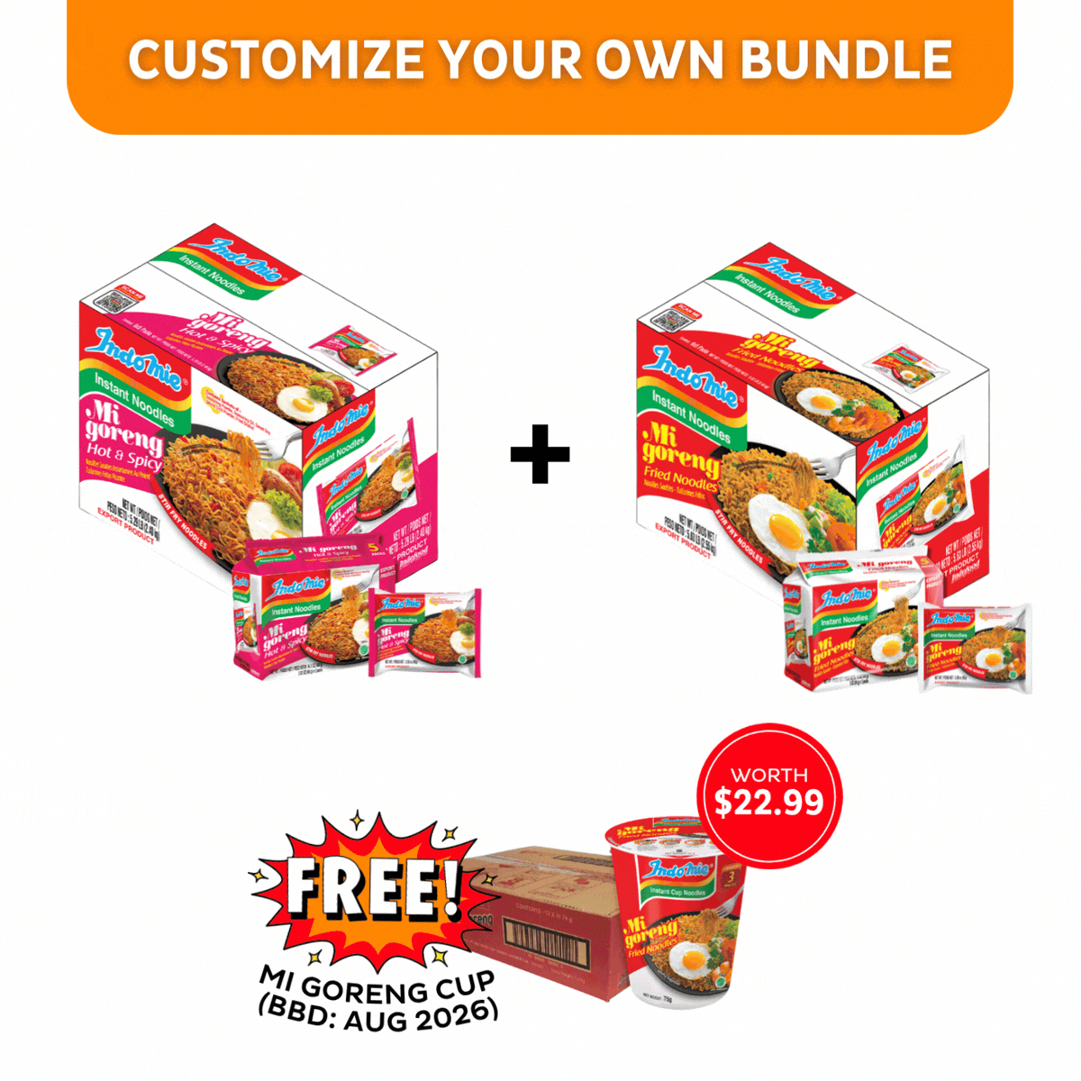 indomie goreng mix 40点セット Customize Bundle Indomie Mi Goreng Hot & Spicy Instant Noodles
