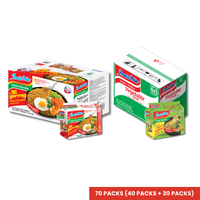 Indomie Mi Goreng Fried Noodle Original (40 Packs) BBD SEP 2025 + Vegetable Flavor (30 Packs)